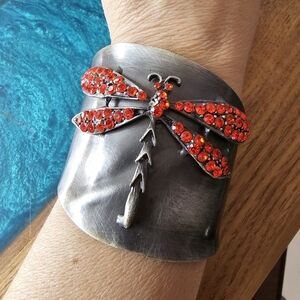 Rhinestone Dragonfly Cuff Bracelet